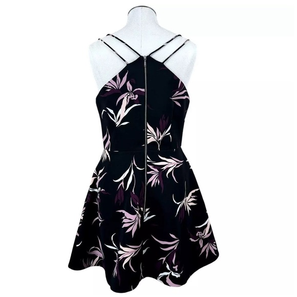 ANTHROPOLOGIE KEEPSAKE The Label Black Pink Black Fit Flare Fiction Dress Floral - Picture 5 of 10
